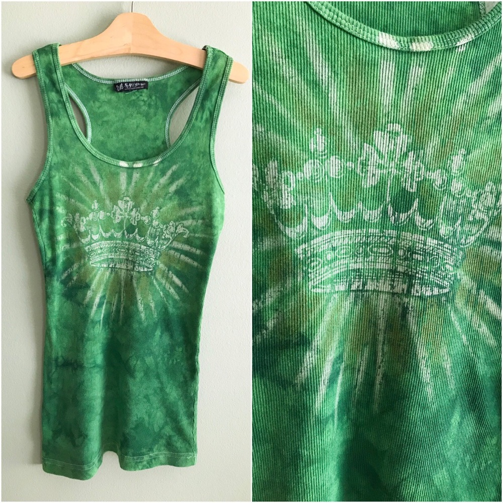 Self Esteem Green Tie Dye Crown Tank
